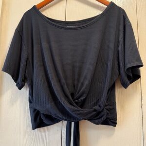 Victoria's Secret Gray & Black striped Faux wrap crop back tie top Size XL